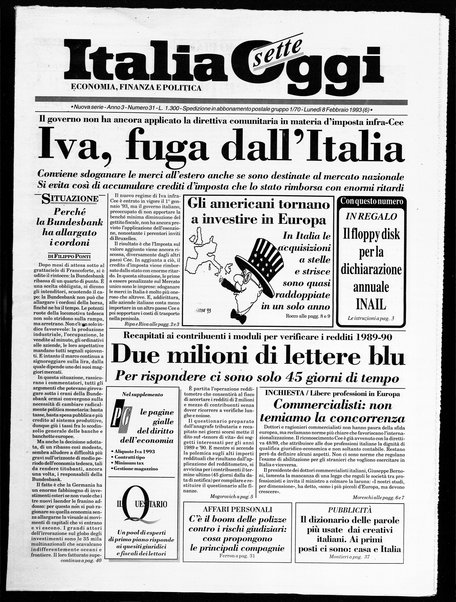 Italia oggi : quotidiano di economia finanza e politica